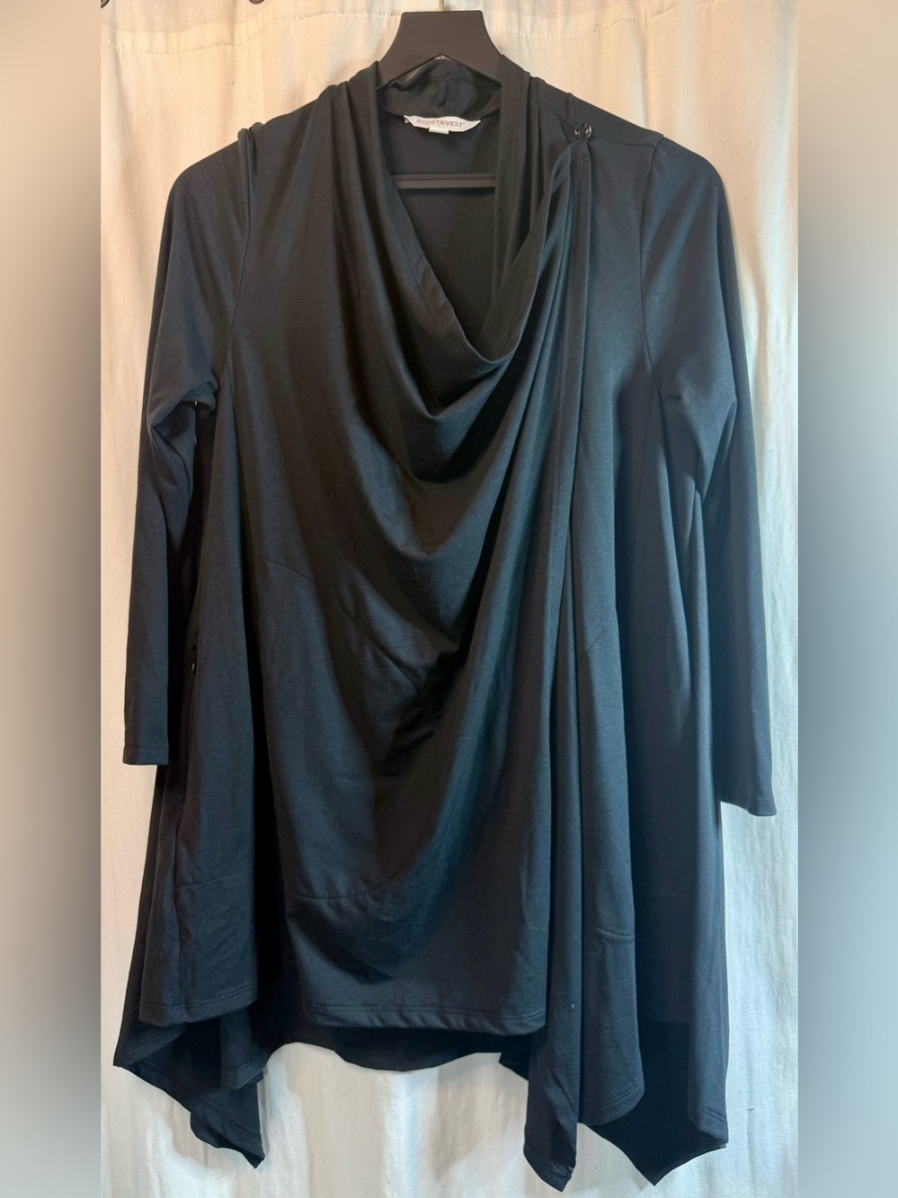 🖤Scottevest Black Draped Cardigan with Asymmetric Drape🖤